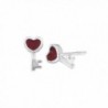 Boma Sterling Silver Simulated Red Coral Heart Key Stud Post Earrings - C71182F85A3