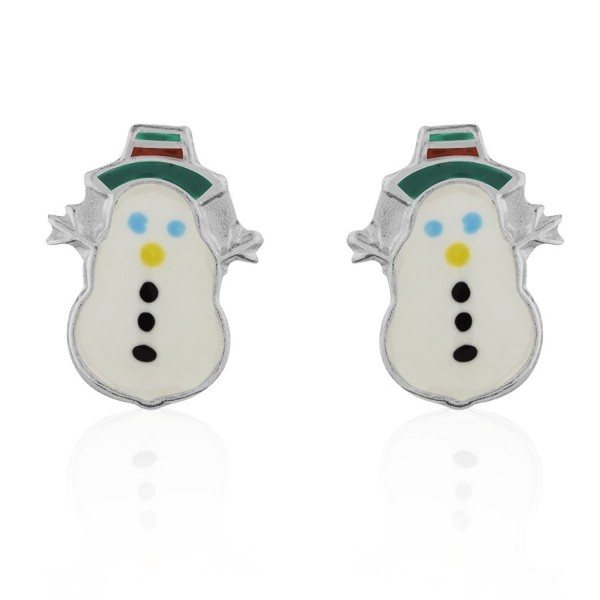 Children's 925 Sterling Silver Winter Snowman Post Stud Earrings - C311OC2FU5T