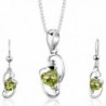 Peridot Pendant Earrings Necklace Set Sterling Silver Heart Shape 1.75 Carats - C8112SVKWOP