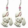 Cute Off White & Pink Easter Bunny Dangle Earrings (H066) - C217Y7LYRED