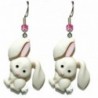 Cute Off White & Pink Easter Bunny Dangle Earrings (H066) - C217Y7LYRED