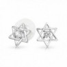 Bling Jewelry Open Star of David CZ Stud earrings Rhodium Plated 10mm - C711HH309KV