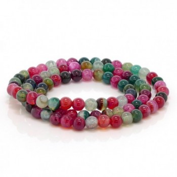 6mm Stunning Stackable Round Red Agate Bead Stretchy Bracelet / Necklace 20" - C711Y9NCMQB