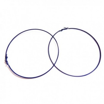 Large Navy Blue Hoop Earrings Simple Thin Hoop Earrings 4 inch Hoops - C8188OO0Y4H