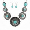 Sujarfla Sunflower Jewelry Set Turquoise Dangling Earring and Pendant Necklace - C91833LLAAM