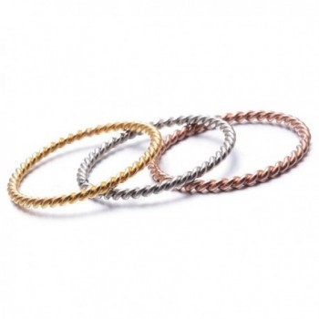 HIJONES Womens Stainless Twisted Stackable in Women's Band Rings