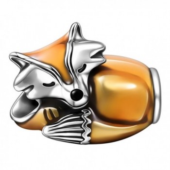 SOUFEEL Yellow Fox Charm 925 Sterling Silver Charms Animal Beads Fit European Bracelets Necklaces - CZ12NDWMW80