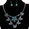 Yazilind Butterfly Dangling Turquoise Silver plated