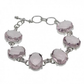 Bracelet Sterling Silver For Women Gemstone Pink Topaz Kunzite Jewelry Adjustable 7.25-8.25"Inch - CB1832XEOTK