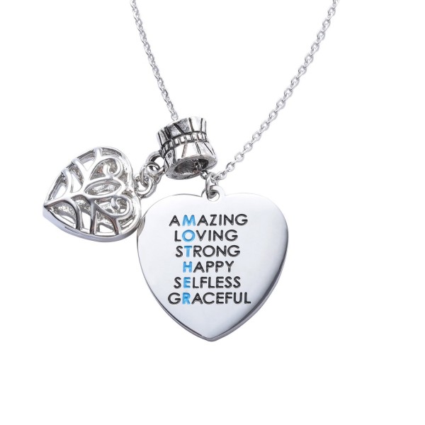 ELOI Mother's Day Gift Amazing Mom Stainless Steel Necklace Heart Charm Pendant Jewelry - CQ1833K7IC9 ELOI Mother's Day Gift Amazing Mom Stainless Steel Necklace Heart Charm Pendant Jewelry - CQ1833K7IC9