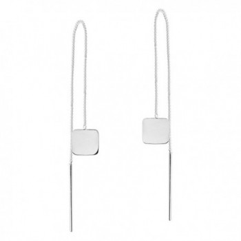 Trendy Square Chain Thread Slide .925 Sterling Silver Earrings - CN12N752NQL