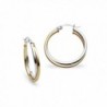 Sterling Silver 25mm Square-Tube Twist Hoop Earrings by Starburst - Two-Tone Yellow Flashed Silver - CS17Y0DIKM4