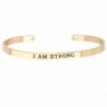 MANZHEN Customized Open Cuff Bangle for Women with Words "I AM STRONG" Inscription Bracelet Gift - Gold - CS12KVCUSSH