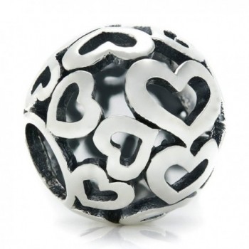 BELLA FASCINI Open Heart Bead Charm Sterling Silver Fits Compatible Bracelets and Bangles - C8128RVCX6J