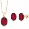 3.50 Ct Oval Red Mystic Topaz Gold Plated Silver Pendant Earrings Set - C0118SGGL7L