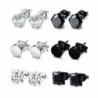 FUNRUN JEWELRY 4-6 Pairs Stainless Steel Stud Earrings for Men Women CZ Round Earrings Black 3-8mm - CQ188X5H36C