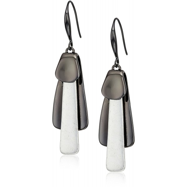 Robert Lee Morris Womens Hematite and Silver Drop Earrings - Soft Silver - CO185O0DC6X