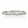 Silver Tone Brass Simulated Diamond Accent Heart And Mom Tennis Bracelet - CH187X28WSX