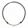 Freshwater Cultured Pearl Choker Necklace on Genuine Leather Cord for Women Handmade Choker Jewelry Gift - C112L83HTIP