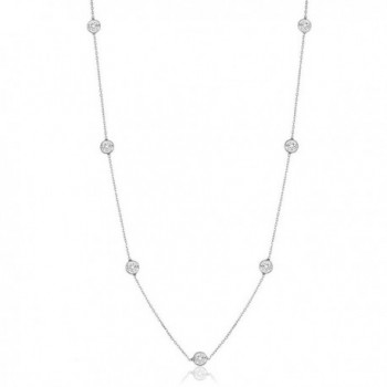 Sterling Silver Round Cubic Zirconia Station Necklace 18"-30" - CE12BBTNBRT