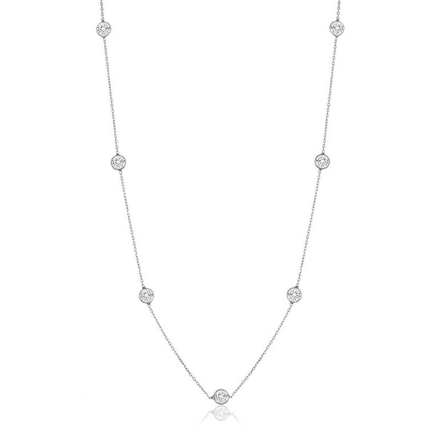 Sterling Silver Round Cubic Zirconia Station Necklace 18"-30" - CE12BBTNBRT