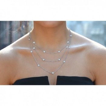 Sterling Silver Zirconia Station Necklace in Women's Chain Necklaces