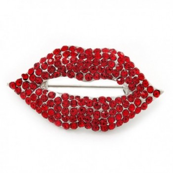 Sparkling Hot Red Crystal Lips Brooch (Silver Plated Metal) - CD11HKWZD19