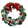 SELOVO Green Red Austrian Crystal Round Wreath Brooch Pin - silver-tone - CQ12N17Q86U