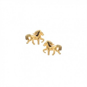 Gold Horse Stud Earrings in 14k Gold Plated Sterling Silver for Teen Girls- Children and Women- 6632 - CZ11X777XB9