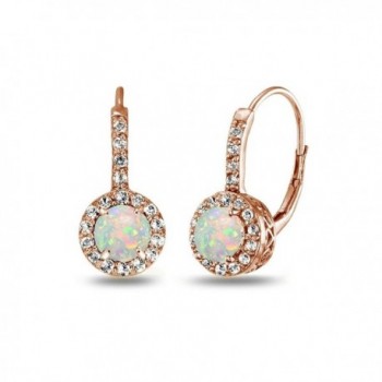 Flashed Sterling Simulated Leverback Earrings - Simulated White Opal - CP1869KT902