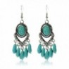 Antique Simulated Turquoise Earrings Imitation - "Oval Imitation Turquoise 3""H" - CT129XAKEDV