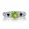 Round Peridot Diamond Sterling Silver