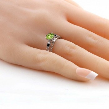 Round Peridot Diamond Sterling Silver in Women's Wedding & Engagement Rings