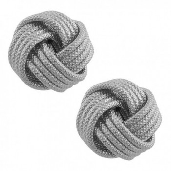 Rhodium-plated Sterling Silver Textured Love Knot Earrings - CQ119E7BUVF