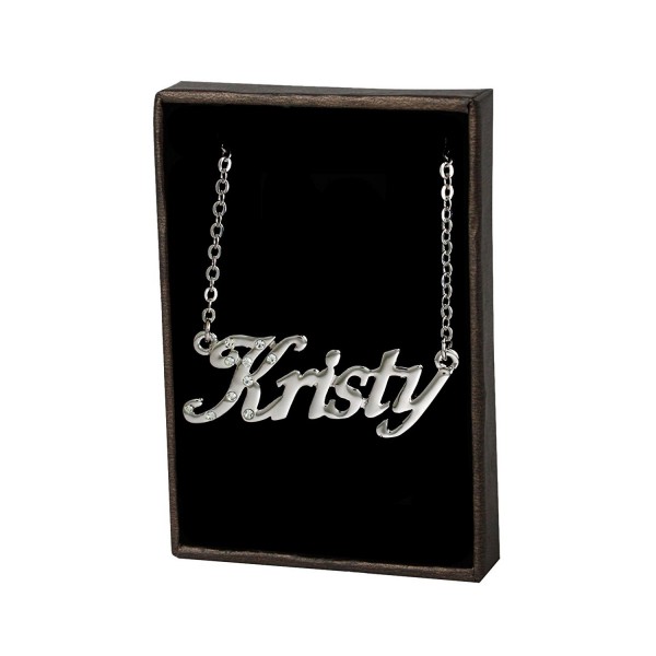 Name Necklace "Kristy" - 18K White Gold Plated - CP11LEFWKT1