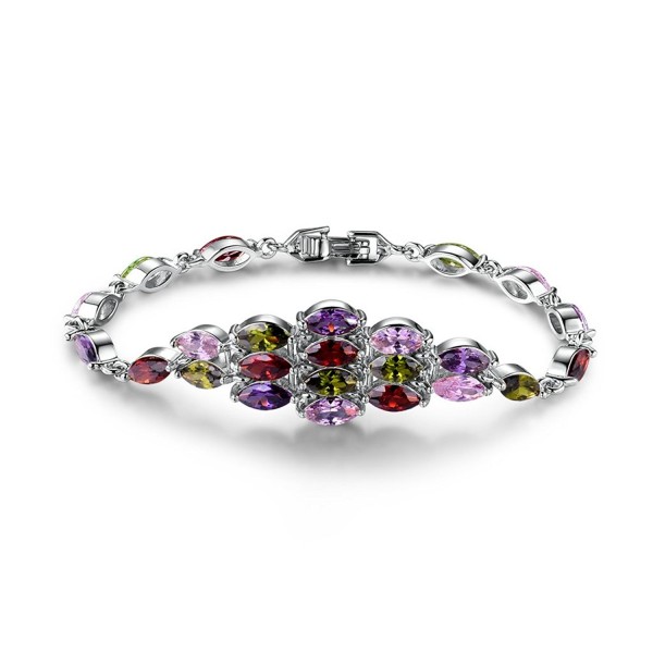 GULICX Fashion Silver Plated Base Elegant Cubic Zirconia Bracelet Chain Jewellery Colorful Classic Design - C4128HA85W5