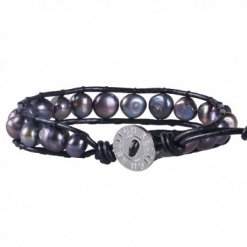 KELITCH Simulation Freshwater Pearls Single Bracelet Leather