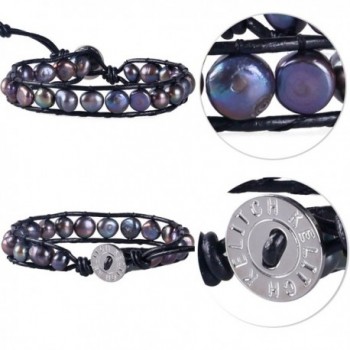 KELITCH Simulation Freshwater Pearls Single Bracelet Leather in Women's Wrap Bracelets