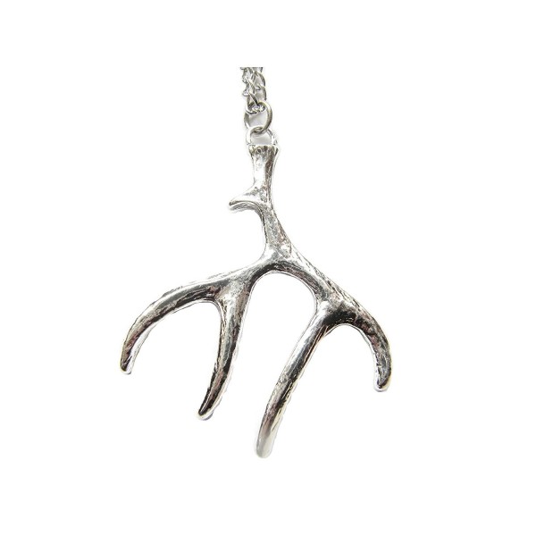 Ancient Silver Antler Necklace- Hunting Necklace- Hunting Jewelry- Hunter Necklace- Deer Necklace - C9128YO569Z