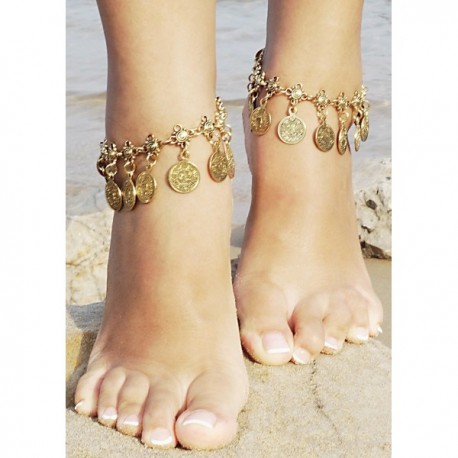 Hot Boho Silver Coin Anklet Bracelet Bohemian Tassel Barefoot Sandals ...