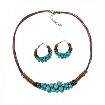 Zonman Fashion Jewelry Bohemian Style Turquoise Earrings Hoop Earring Dangle Earrings for Teen Girls - CQ12NH48I3F