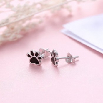 Sterling Silver Puppy Print Earrings in Women's Stud Earrings