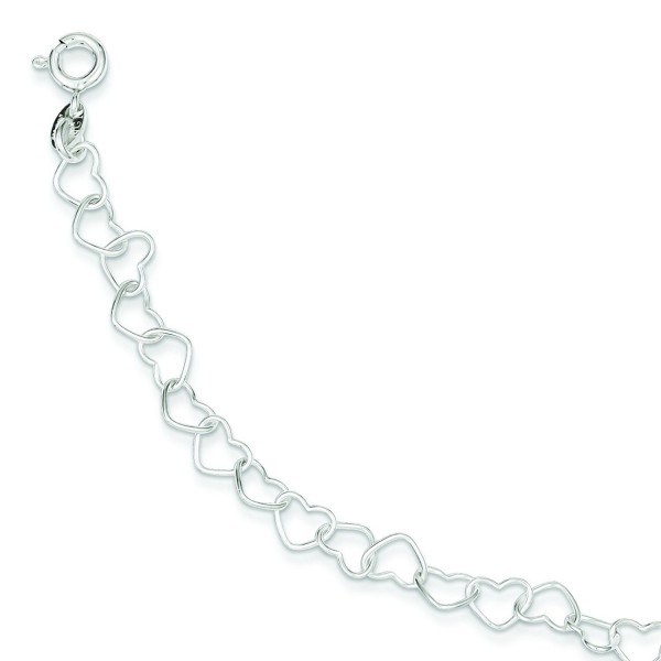 Sterling Silver 7inch Polished Fancy Heart Link Bracelet - C41157354R1