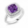 2.05 Ct Cushion Cut Purple Amethyst 925 Sterling Silver Engagement Ring (Available in size 5- 6- 7- 8- 9) - CV182AO782X