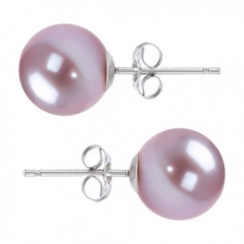 Freshwater Cultured Pearl Earrings Stud AAAA 6-10mm Lavender Cultured Pearls Earring 14K White Gold Posts - C512F70B6C5