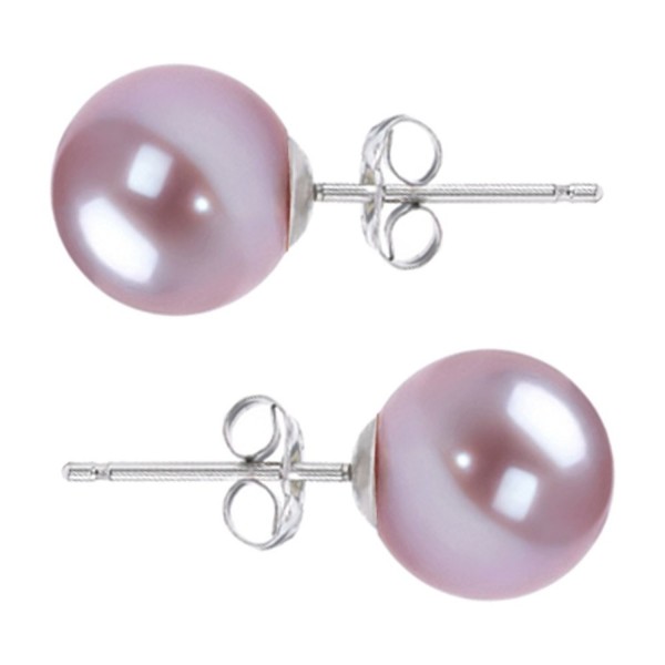 Freshwater Cultured Pearl Earrings Stud AAAA 6-10mm Lavender Cultured Pearls Earring 14K White Gold Posts - C512F70B6C5