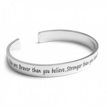 Inspirational Silver Cuff Bracelet Motivational - CB12MYHHS6S