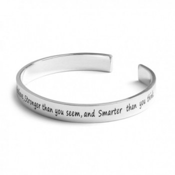 Inspirational Silver Cuff Bracelet Motivational