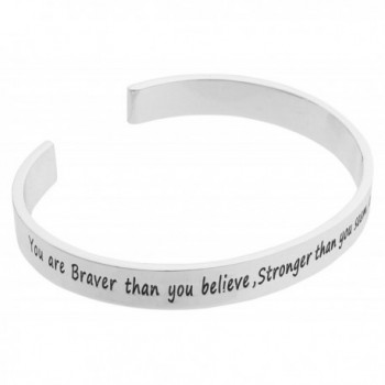 Inspirational Silver Cuff Bracelet Motivational in Women's Cuff Bracelets