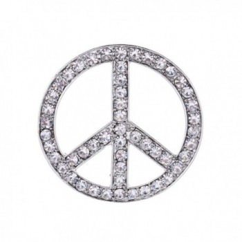 Alilang Purple Blue Clear Crystal Rhinestone Hippie Peace Sign Brooch Pin - Silver - CC113AH6DPR